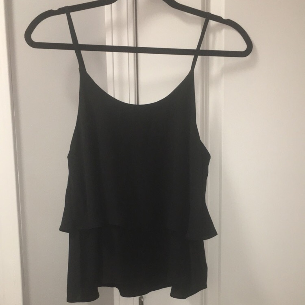 Black tank top with criss cross detail